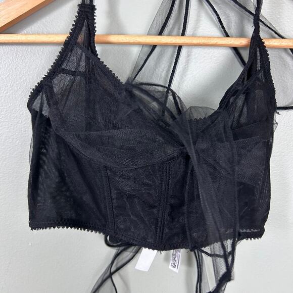 Urban Outfitters Out from Under Black Mesh Corset Halter Sexy Lingerie Top Small - Picture 5 of 8